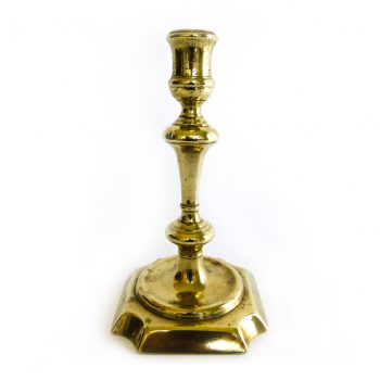 English Brass Queen Anne Single Candlestick. Circa 1740.
